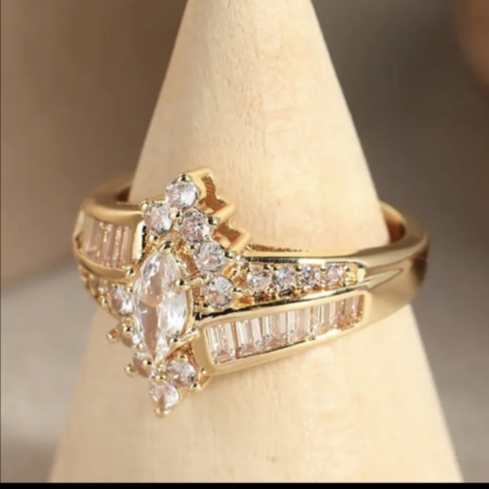 2 Ct.Marquise Cut Lab-Created Diamond Engagement Ring 14K Yellow Gold Plated
